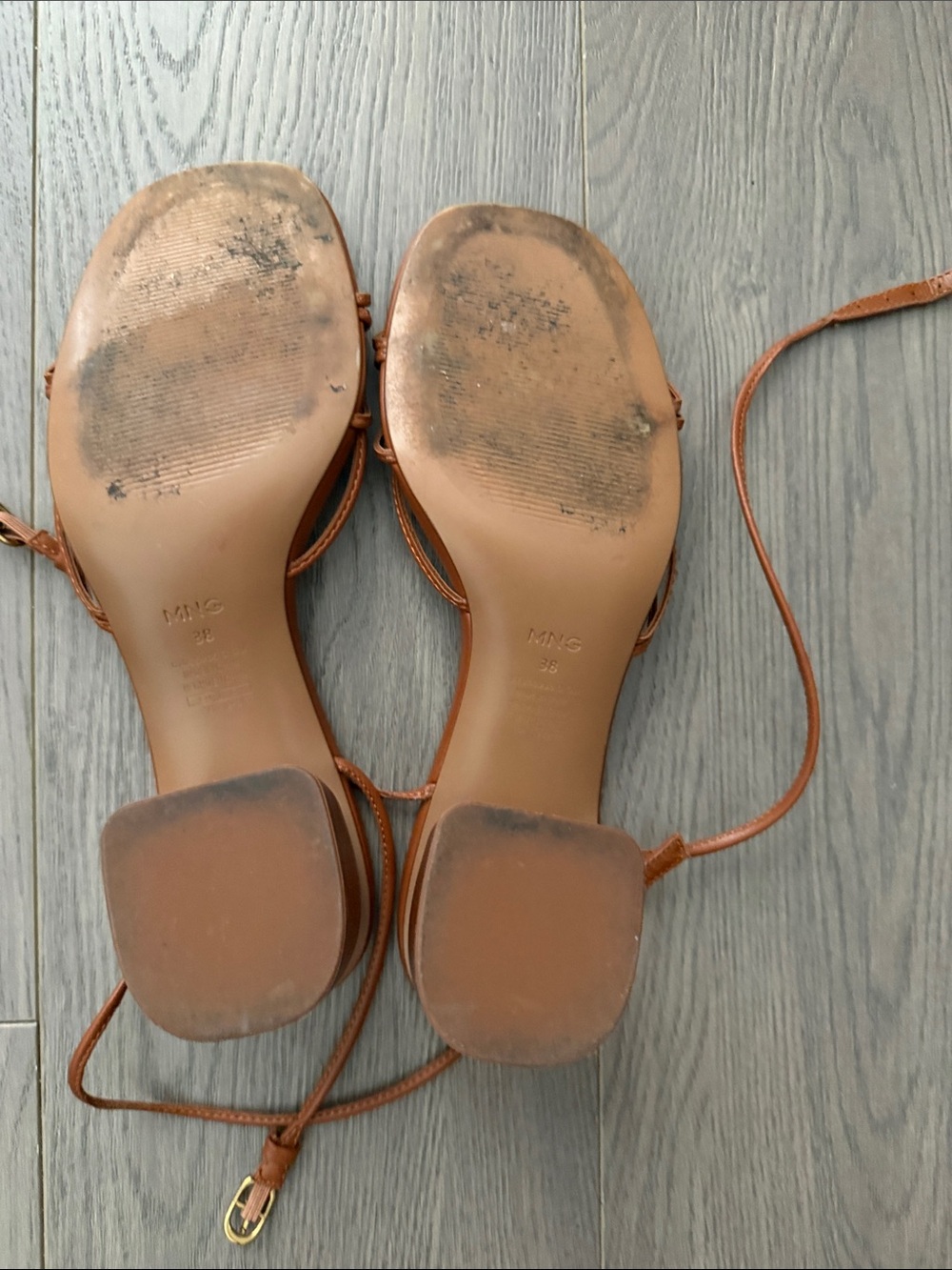 Mango Tan Strappy Block Heel Sandals - Picture 4 of 4
